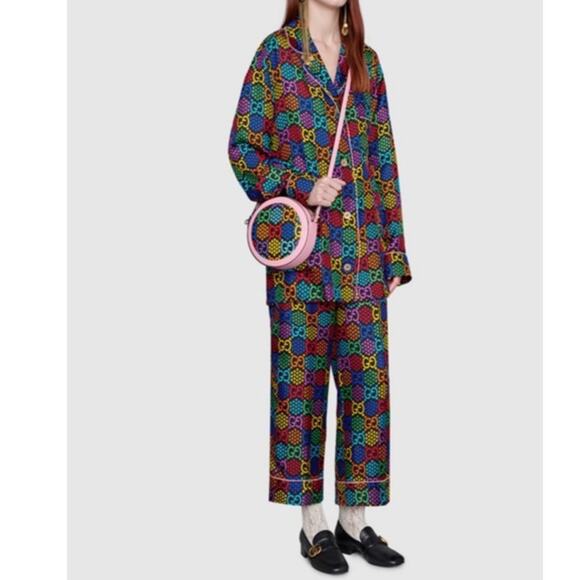 GUCCI Blue Logo Print Shirt 42 - Picture 2 of 9